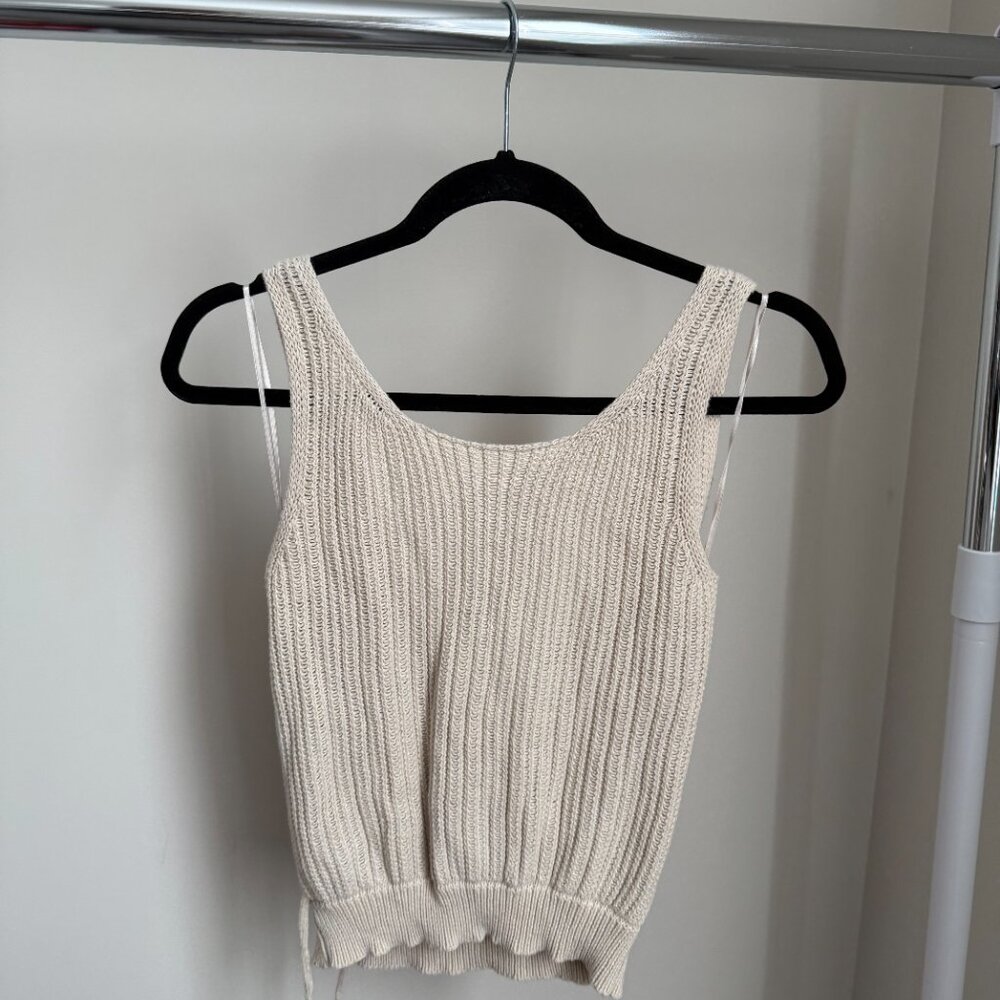 Cream Knit Wrap Crop Top